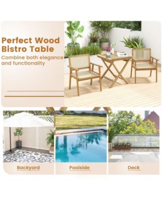 Set of 2 patio bistro table teak wood dining table outdoor square table
