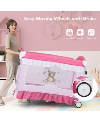 Portable Baby Playpen Crib Cradle Changing Pad Mosquito Net Toys