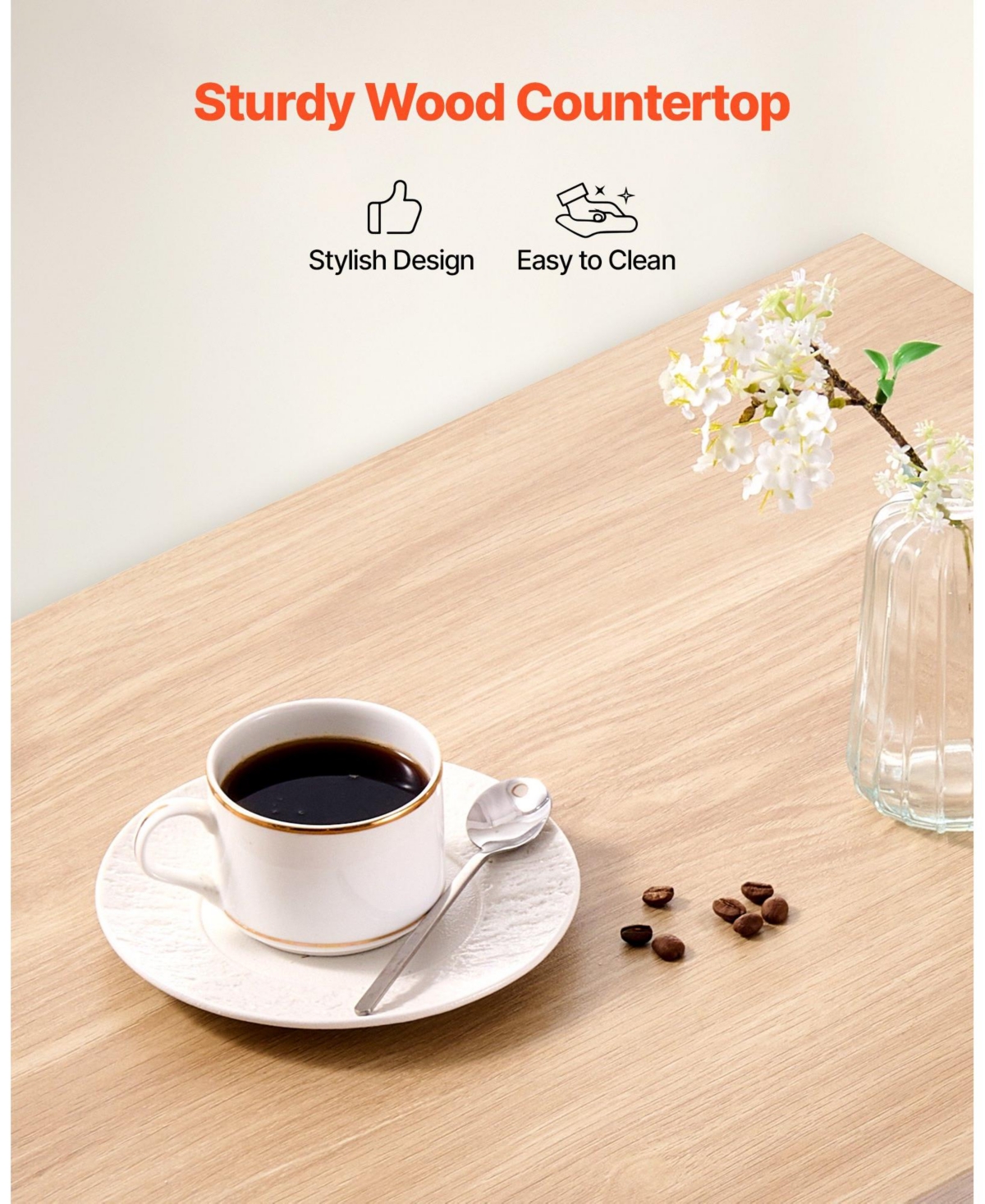 Slickblue Kitchen Island Cart with Rolling Storage Table and Single Door Cabinet