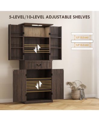 Stylish Kitchen Storage Cabinet with Ample Shelves for Pantry and Dining Room Storage