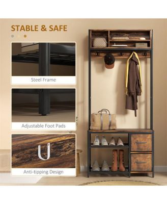 Shoe Storage Cabinet and Hall Tree Combo for Organized Entryway and Shoes