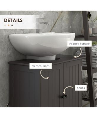 23.5"W Coffee MDF Pedestal Sink Storage Cabinet with Shelves