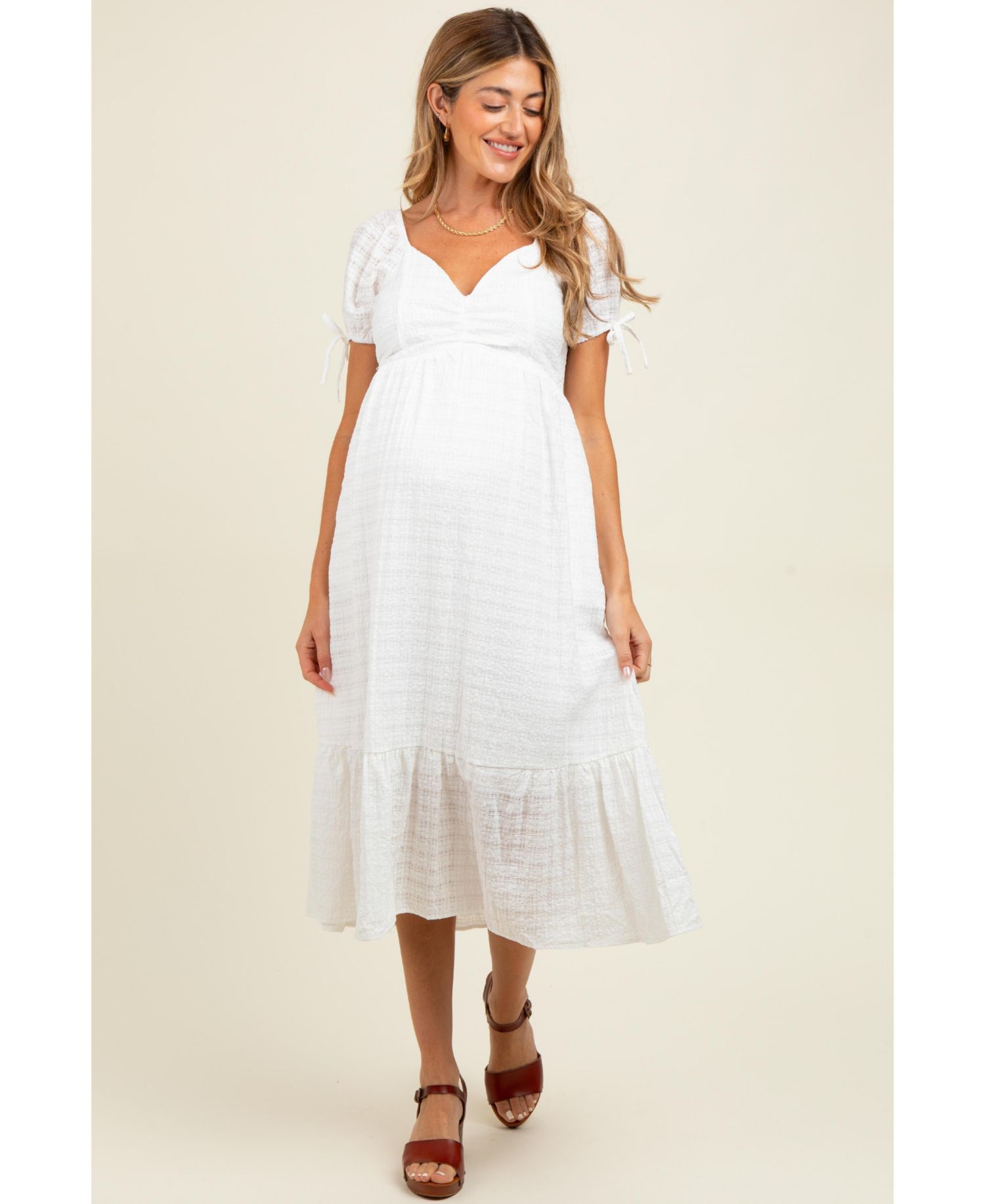 Women's Ivory Solid Sweet Heart Dress