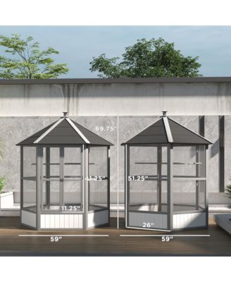 69" Large Wooden Hexagonal with Cove Roof, Light