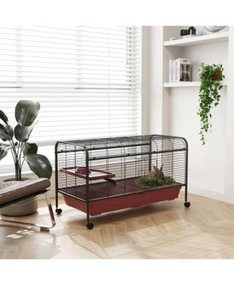 41"L Small Animal Cage Rabbit Hutch with Feeder