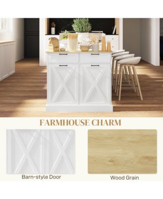 10 Wood Gallon Kitchen Island with Trash Can Storage and Drawers