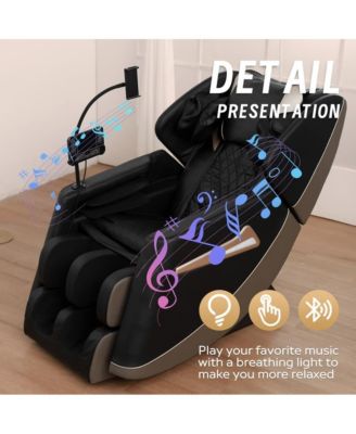 Full Body Massage Chair with Heat & Air Compression, Zero Gravity Recliner with Calf Rollers & Bluetooth