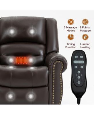 Dual Motor Power Lift Recliner with Massage & Heat, Leather Electric Chair with USB & Infinite Positions-Maison Boucle