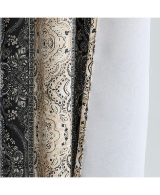 William Boho Damask Striped Patterned Window Back Tab Rod Pocket Curtains Bedroom - Light Blocking Darkening Window Panels, Set of 2