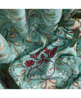 Florence Floral & Birds Patterned Window Back Tab Rod Pocket Curtains Bedroom - Light Blocking Darkening Window Panels, Set of 2