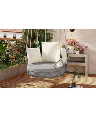Outdoor Floating Swing Chair with 8 Inch Waterproof Cushion 300lb Capacity