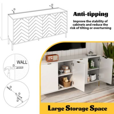 4-Door Accent Cabinet More Large Storage Cabinet