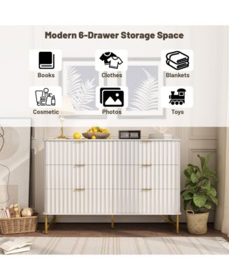 6-Drawer Dresser Chest with Metal Base