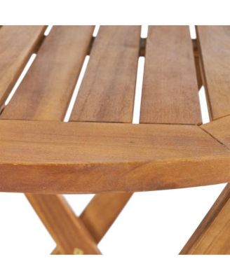 35 Inch Acacia Wood Bistro Set with Wicker Seating 2 Chairs and Table