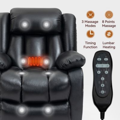 Electric Medium size Genuine Leather Power Lift Recliner Chair with 8-Point Vibration Massage and Lumbar Heating