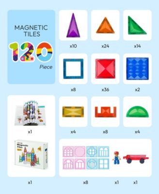 120 Piece  Building  Magnetic Tiles Clear Diamond Surface Magnetic 3D Blocks Construction Playboards