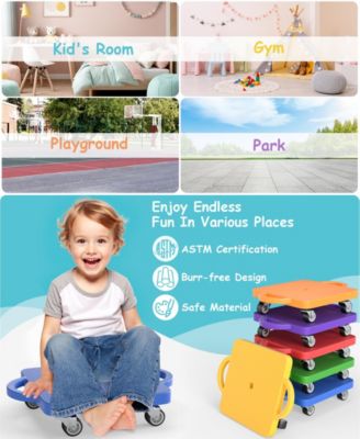 4/6-Piece Kids Sitting Scooter Set with Handles and Non-marring Universal Casters