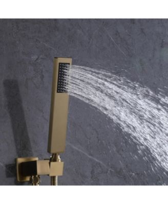 Single-Handle 3-Spray Square High Pressure Tub and Shower Faucet in Brushed Gold (Valve Included