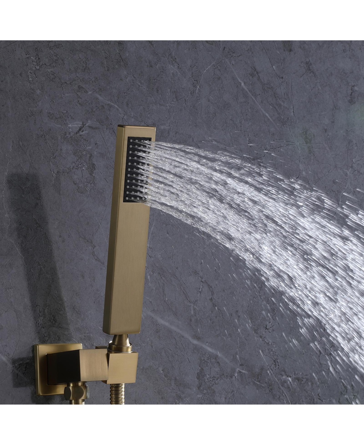 Greenspring Single-Handle 3-Spray Square High Pressure Tub and Shower Faucet in Brushed Gold (Valve Included)