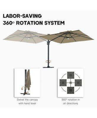 10x13 ft. 360 B0; Rotation Square Cantilever Patio Umbrella with Bluetooth Speaker and LED Light