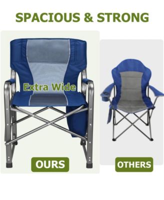 Camping Chair Oversized Beach Chair with Cooler Bag, Fold-Out Side Table, Cup Holder