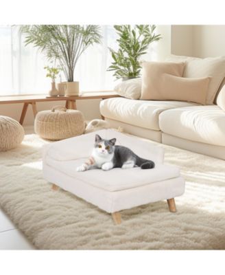 L Shaped Elevated Waterproof Pet Bed with Soft Removable Cushion Mat and Pillow