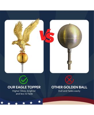 EZ GO 20ft Eagle Topper Telescopic Flag Pole Kit Solar Light Outside 3x5' US Flag Ball Top, Silver