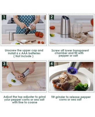 Salt and Pepper Grinder Set Automatic Battery Operated 2 Pcs