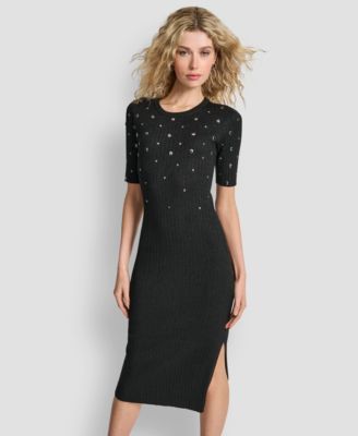 DKNY - Women's Studded Sweater Pull On Dress