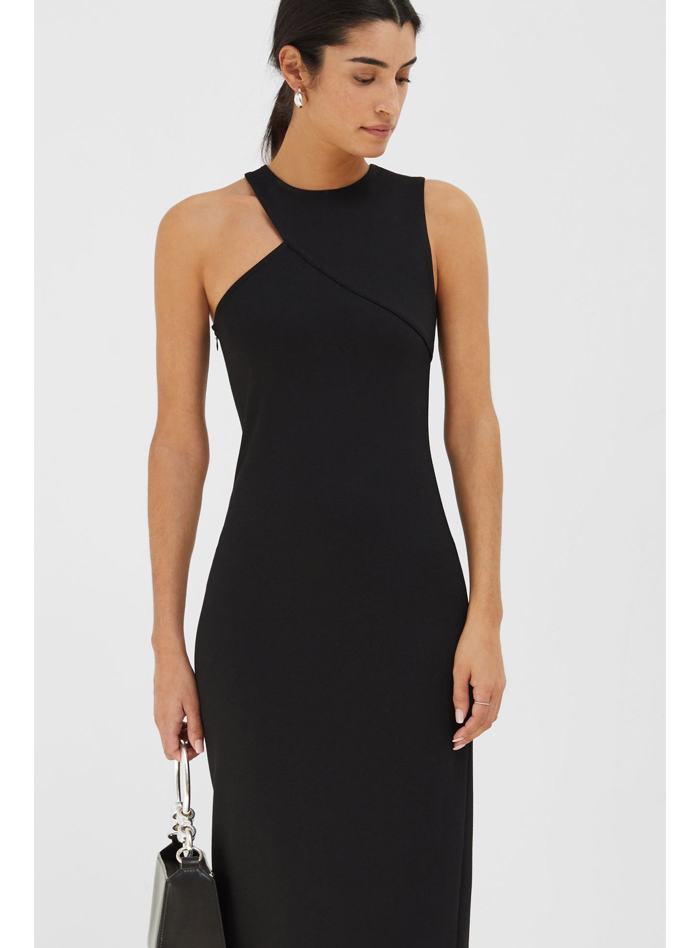 Женское платье Marcella Sabrina Shoulder-Cutout Straight Midi Dress with Back Slit, цвет: Чёрный — фото 12