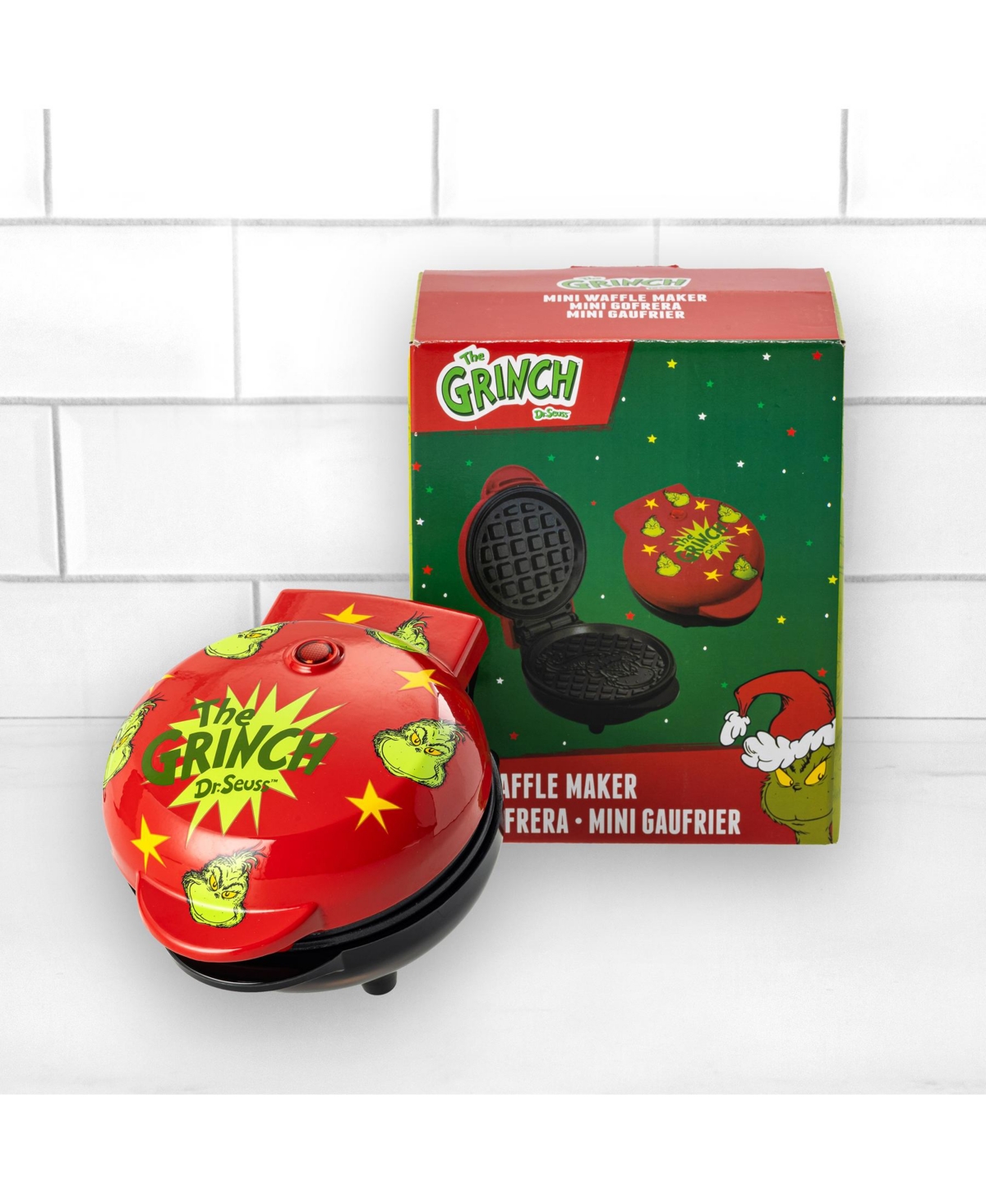 Uncanny Brands Dr. Seuss Grinch Mini Waffle Maker - Small Kitchen Appliance