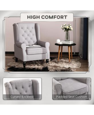 Button-Tufted Accent Chair with High Wingback, Rounded Cushioned Armrests
