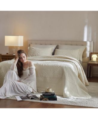 3 PCS 100% Cotton Oversized Bedspread Quilt Set Embroidery TF-Queen