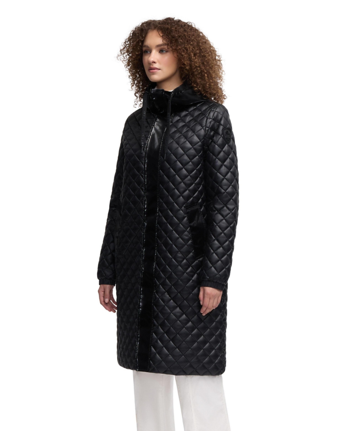 Pajar Peridot Diamond Quilted Longline Shacket In Black