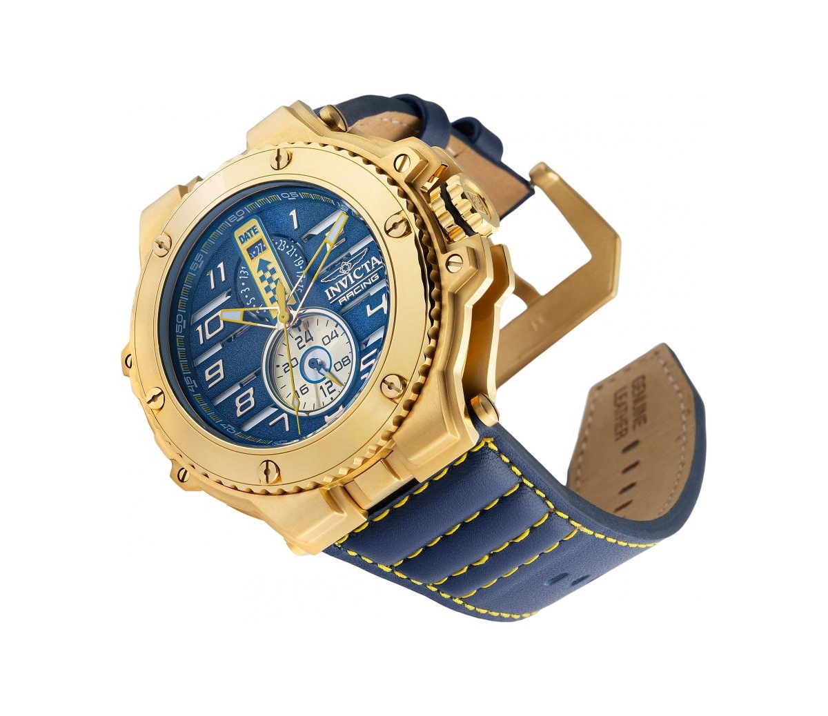 Invicta Men's 47379 Invicta Racing Quartz Multifunction Gold, Yellow, Blue Dial Watch