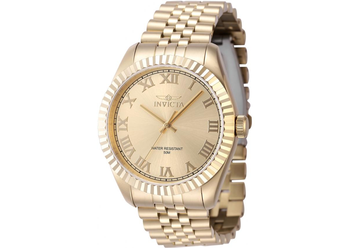 Invicta Men's Specialty Quartz 3 Hand Gold Dial Watch