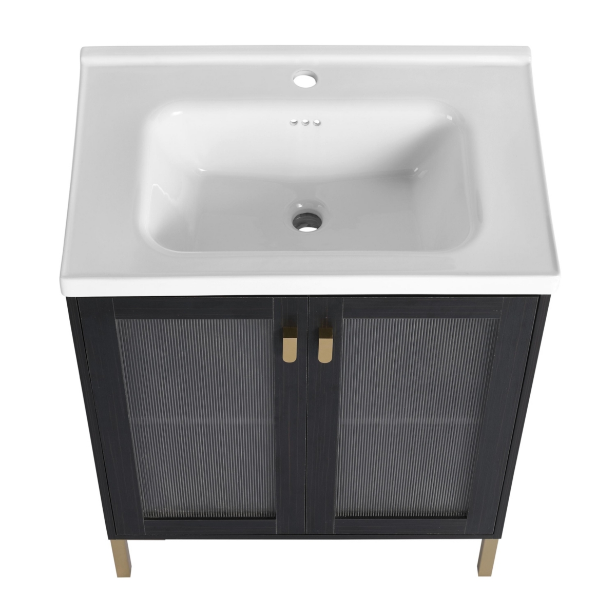 Streamdale Rustic Freestanding Vanity with Modern Acrylic Doors and Ceramic Basin