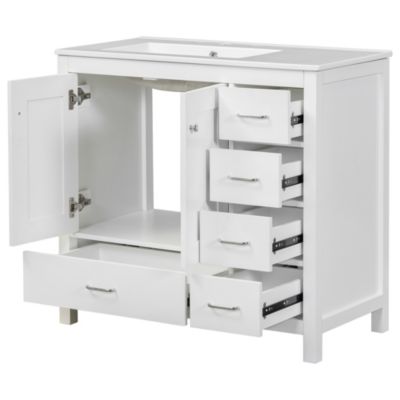  36" White Bathroom Vanity with Premium Ceramic Sink