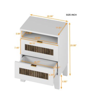 Farmhouse Nightstand with Drawer & Wooden Decoration