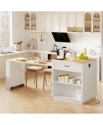 Streamdale Extendable Kitchen Island with Dining Table and Storage