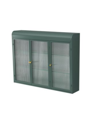 Streamdale 3-Door Arched Glass Cabinets (Dark Green)