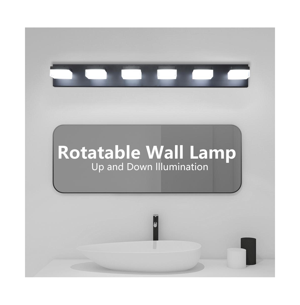 Streamdale Furniture Modern 6-Light Black Led Vanity Mirror Light Fixture For Bathrooms And Makeup Tables