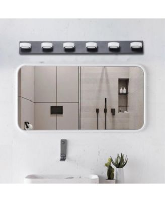 Streamdale LED Modern Black 6-Light Vanity Lights Fixtures Over Mirror Bath Wall Lighting