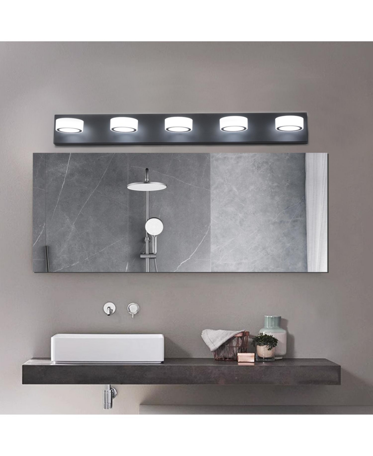 Streamdale Led Modern Black 5-Light Vanity Lights Fixtures Over Mirror Bath Wall Lighting