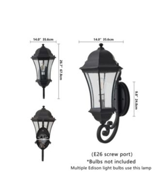 Streamdale 1-Pack Outdoor Wall Lantern with Dusk to Dawn, Black Fixture, Clear Bubble Glass