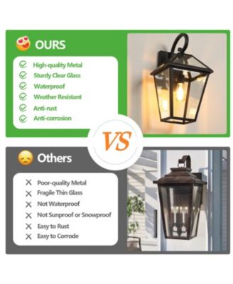 Outdoor Wall Lanterns with Clear Glass Panels 2-Pack