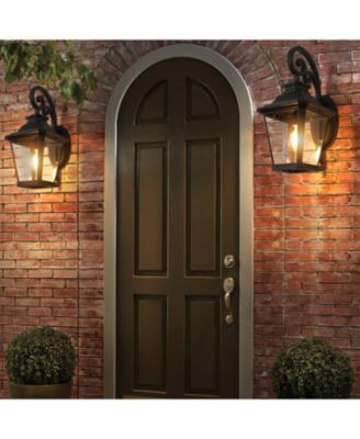Streamdale 2-Pack Black Wall Lanterns with Clear Glass Panels for Outdoor Lighting