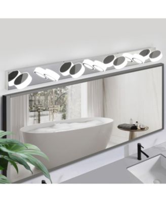 Modern 7-Light LED Vanity Light - Chrome with Acrylic Shades - Dimmable, 52.2" Length