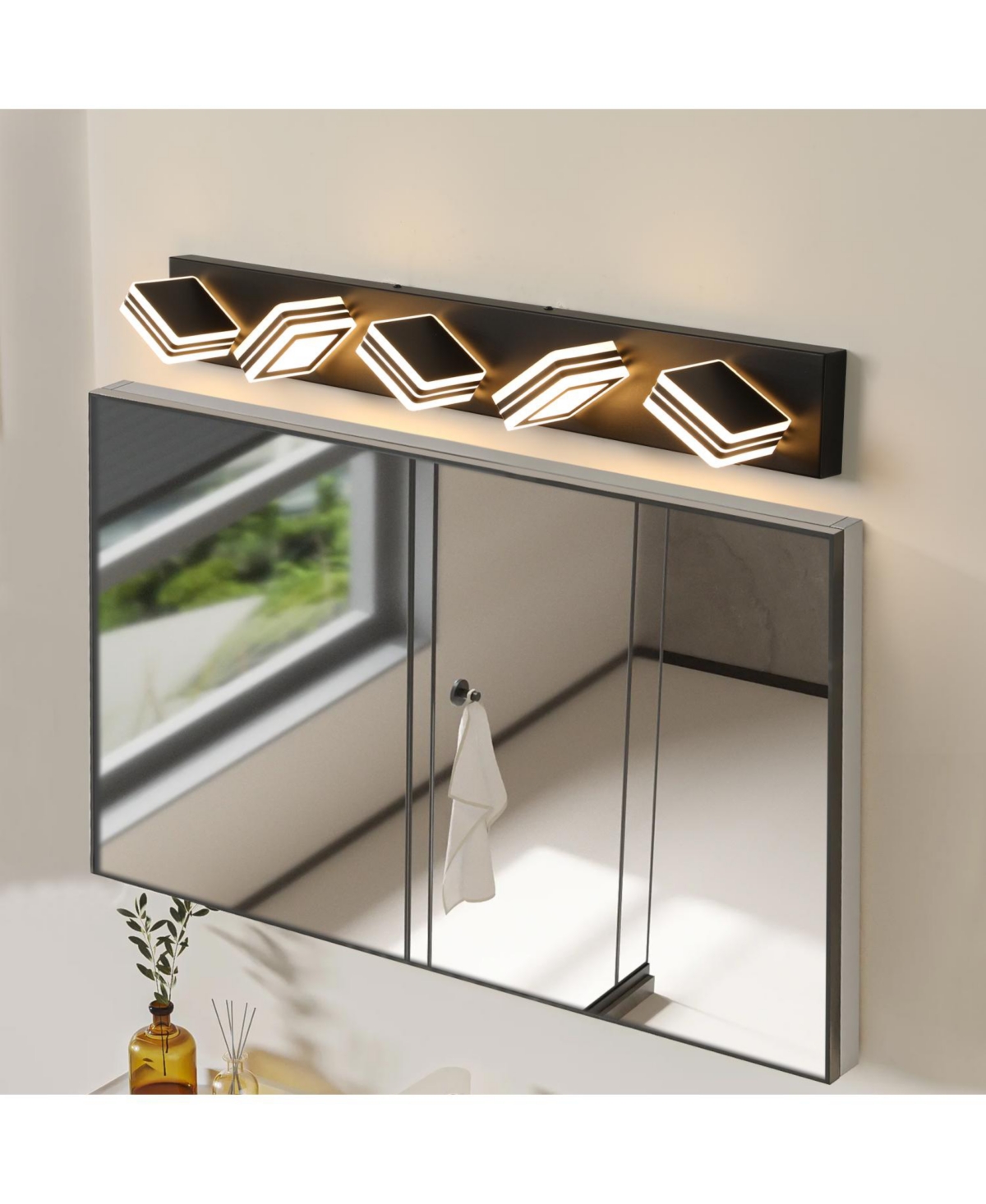 Streamdale Furniture Modern 5-Light Vanity Light Sleek Iron & Acrylic Fixture with Dimming and Energy Efficiency