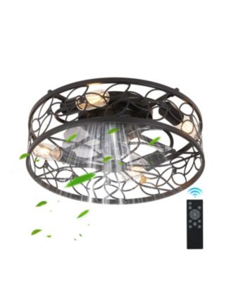 Streamdale Black Vintage Caged Ceiling Fan with Remote - 18.1", Industrial Style